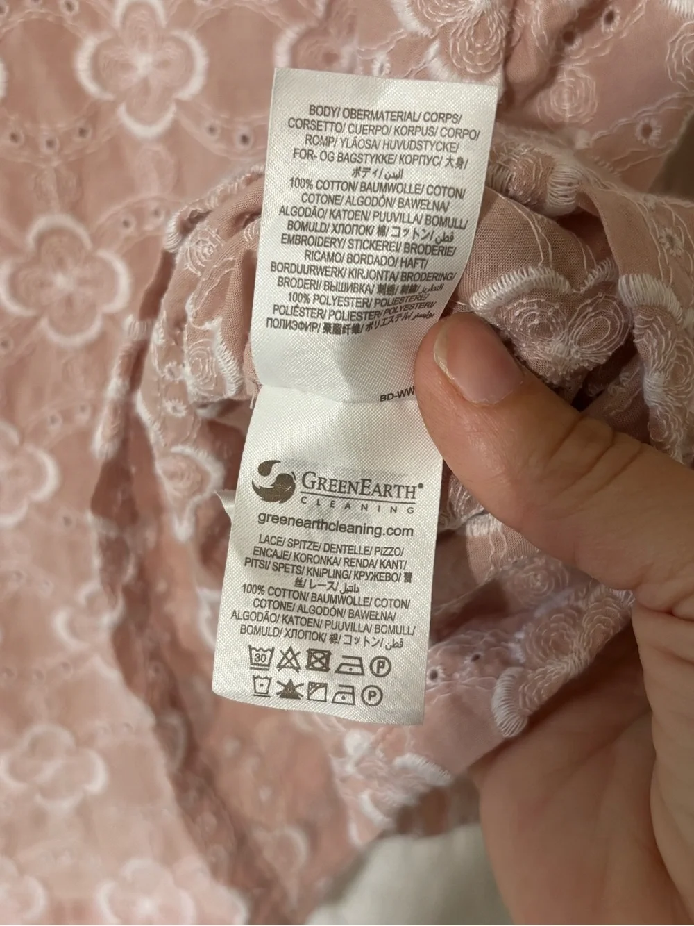 Boden Broderie Pink Puff Sleeve 100% Cotton Floral Eyelet Top Sz 16/18